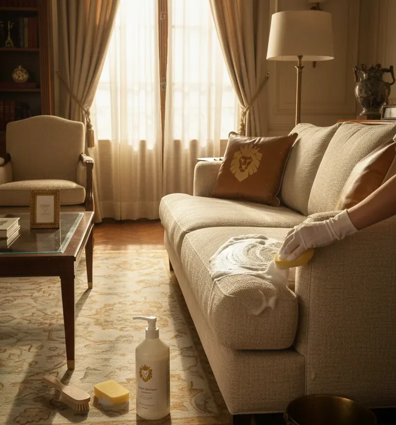 تميز كردن مبل پارچه اي با شامپو فرش