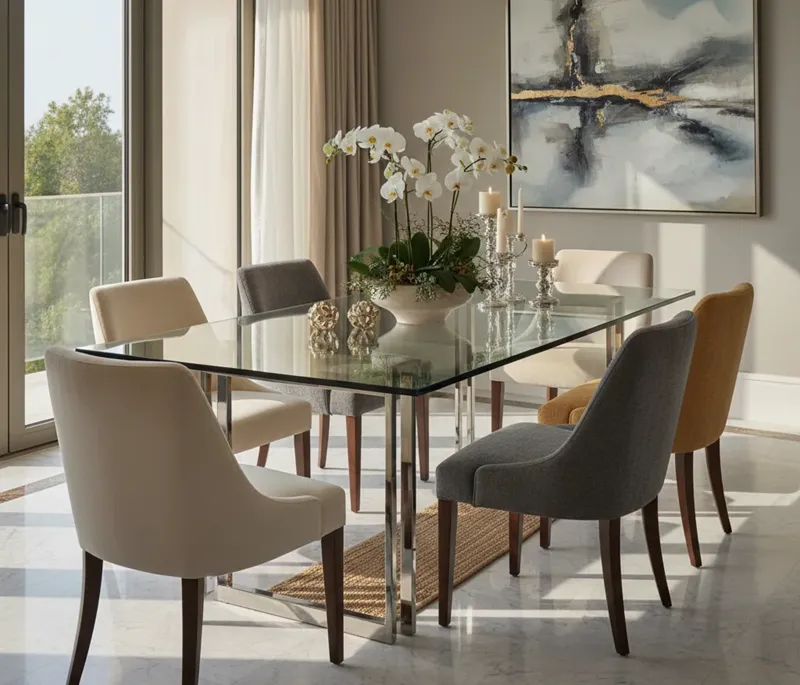 میز ناهارخوری شیشه‌ای